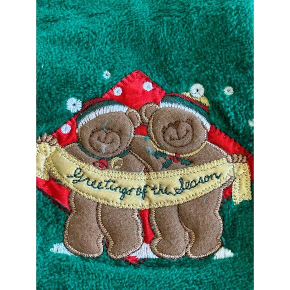 Holiday Bathworks Cotton Christmas Towel Set With Embroidered Teddy Bears & "Gre - Picture 4 of 5
